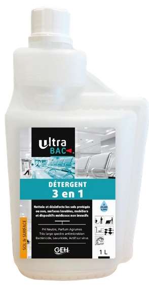 ULTRA BAC DETERGENT 3 en 1 CONCENTRE FLACON DOSEUR 1L