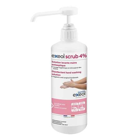 EXEOL SCRUB 4% LOTION MAINS ANTISEPTIQUE FLACON POMPE 500ml